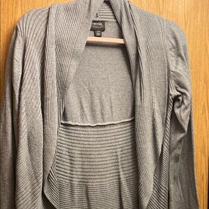 Nicole Gray Cardigan Sweater with Shawl Collar